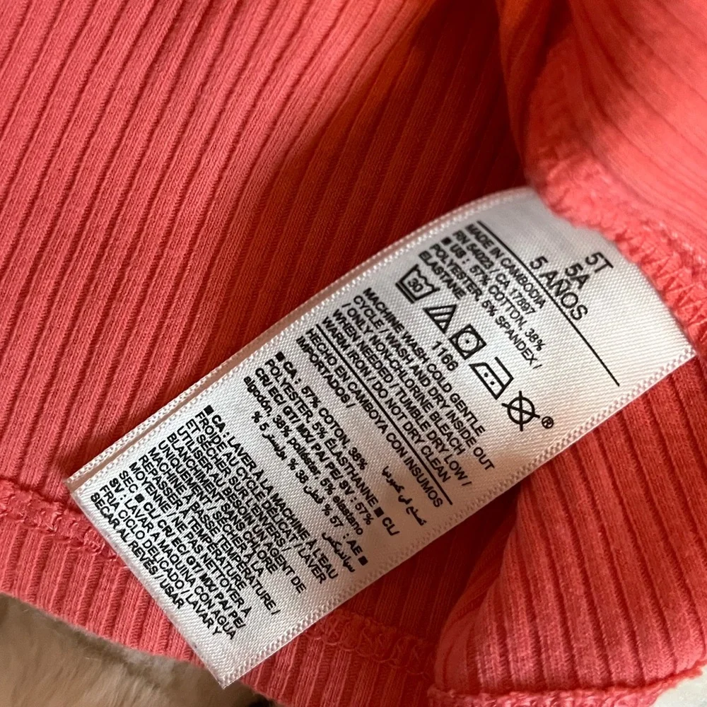 Old Navy Girls 5T Reddish Pink Ribbed Spaghetti Strap Tank Dress Spring Summer